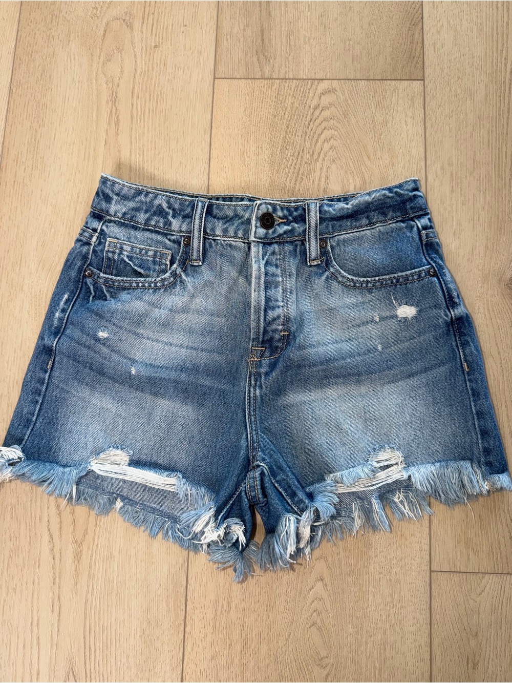 Hidden Jeans Frayed Hem Blue Denim Women’s Shorts Size XS